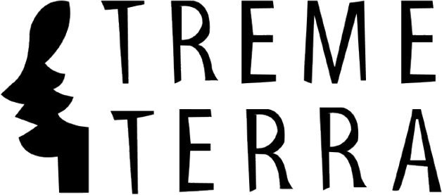 Logotipo do projeto Treme Terra com silhuetas de rostos sobrepostos.